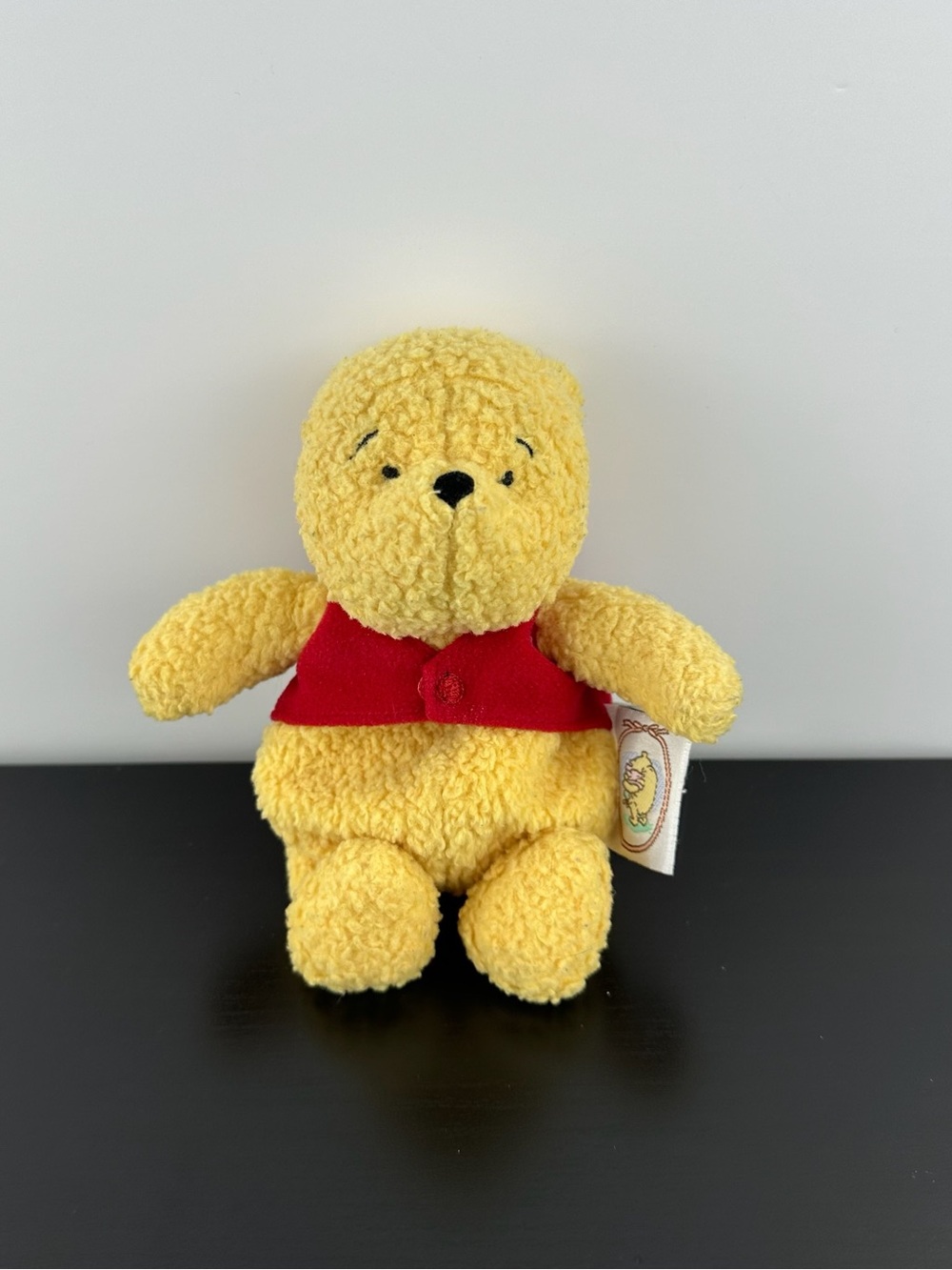 Disney MotherCare Winnie the Pooh Bear Beanie Teddy Red Vest 6.5” Rare Plush